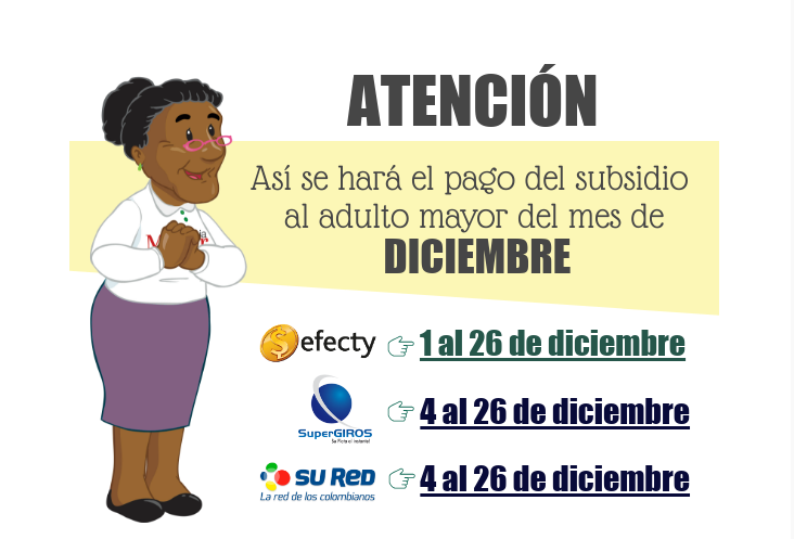Colombia Mayor Pagos diciembre 2017