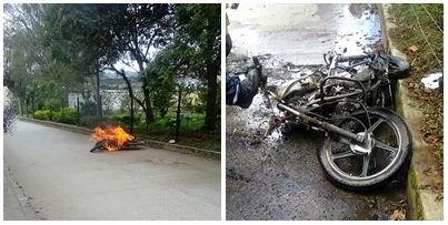Moto Incinerada en Valparaiso
