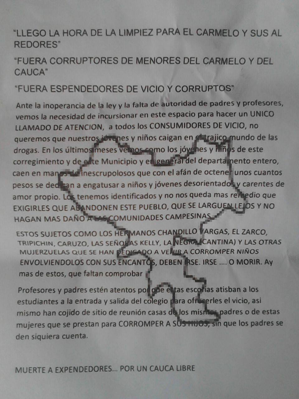 Panfleto Carmelo Cajibio